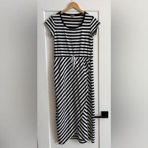 Talbots Black and White Striped Maxi Dress